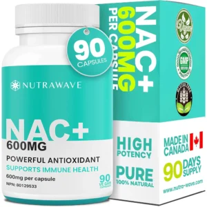Nutrawave NAC 600 mg (N-Acetyl Cysteine) – Antioxidant Support for Liver, Respiratory & Immune Health, 90 Vegan Capsules, Non-GMO, Gluten-Free