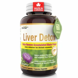 Herba Liver Detox Supplement - 60 Capsules | Liver Health Formula with Milk Thistle and 6 Other Ingredients | Made in Canada