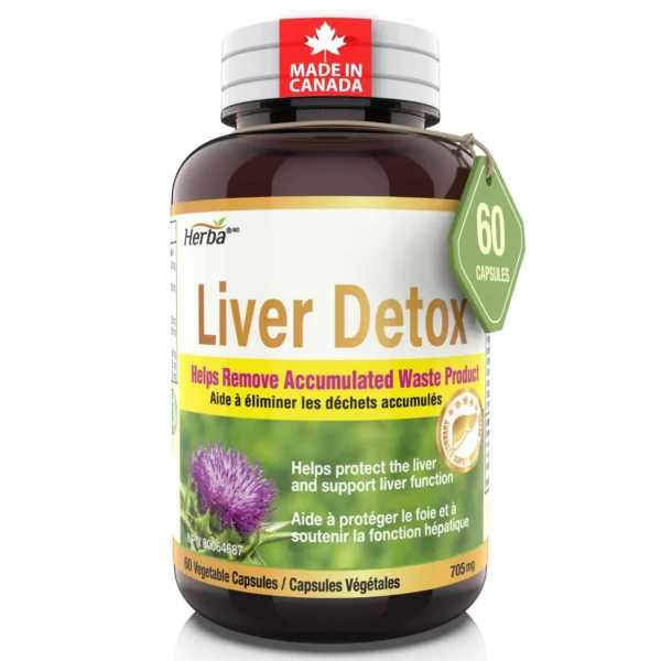 Herba Liver Detox Supplement – 60 Capsules | Liver Health Formula with Milk Thistle and 6 Other Ingredients | Made in Canada
