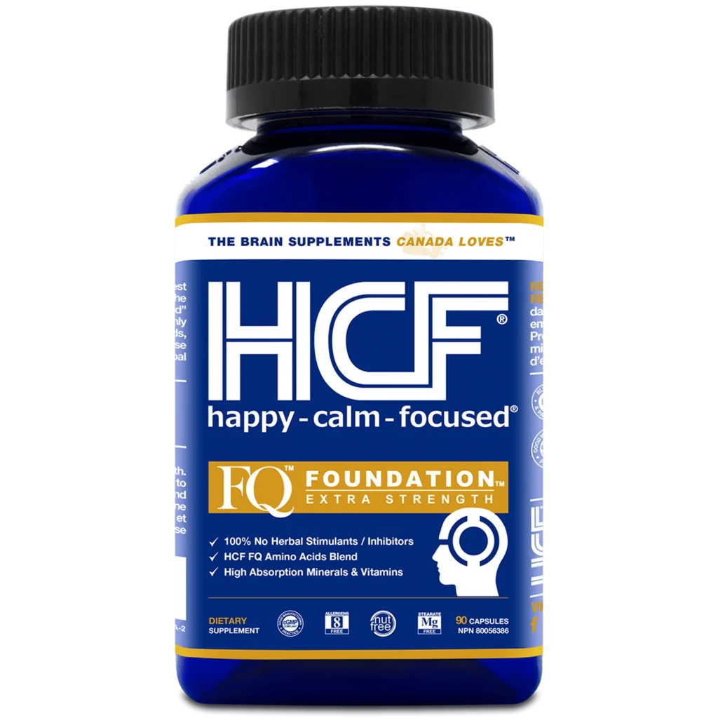 HCF Happy, Calm & Focused - Brain Focus, Attention, Concentration & Mood Supplement (90 Count) - FQ Foundation Amino Acids, Vitamins & Minerals - 100% No Herbal Stimulants - Non-GMO Project Verified