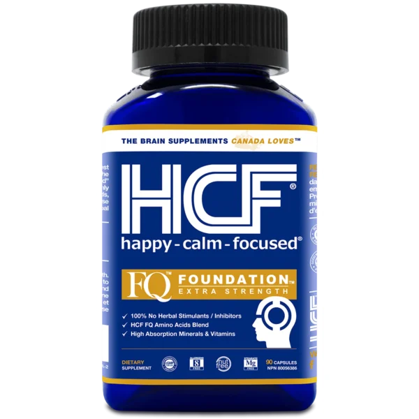 HCF Happy, Calm & Focused – Brain Focus, Attention, Concentration & Mood Supplement (90 Count) – FQ Foundation Amino Acids, Vitamins & Minerals – 100% No Herbal Stimulants – Non-GMO Project Verified